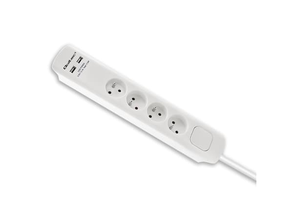 Qoltec - Overspenningsavleder - AC 230 V - 3680 watt - utgangskontakter: 4 - 1.8 m kabel - hvit