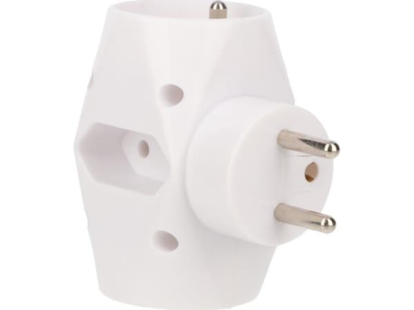Plastrol Plug-in splitter 2-stikkontakter m/u+2x Euro hvit R-21