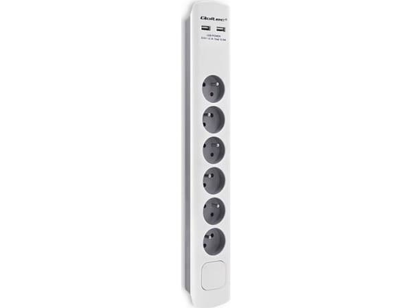 Qoltec - Strømstødsbeskytter - AC 230 V - 3680 Watt - output-stikforbindelser: 8 - 1.8 m ledning - Europa - grå, hvid