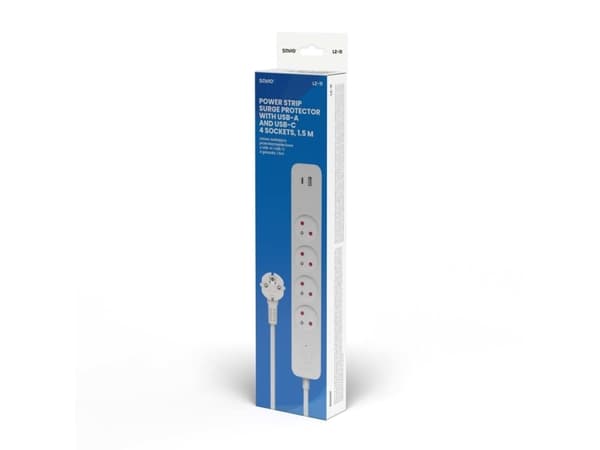 Savio LZ-114 pistorasia USB-A PD 18W 1.5m 1.5m kanssa
