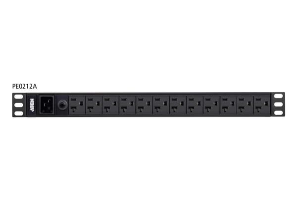 ATEN Basic PDU Series PE0212G - Strømfordelingsenhed (Rack - monterbar) - AC 100-240V - 3840VA - Indgang, input IEC 60320 C20 - Udgangsporte: 12 (12 x Sort