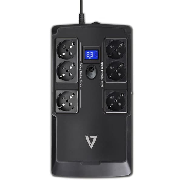 V7 UPS1DT750-1E - UPS - 450 Watt - 750 VA blysyre - USB - Udgangsstik: 6 - Europa