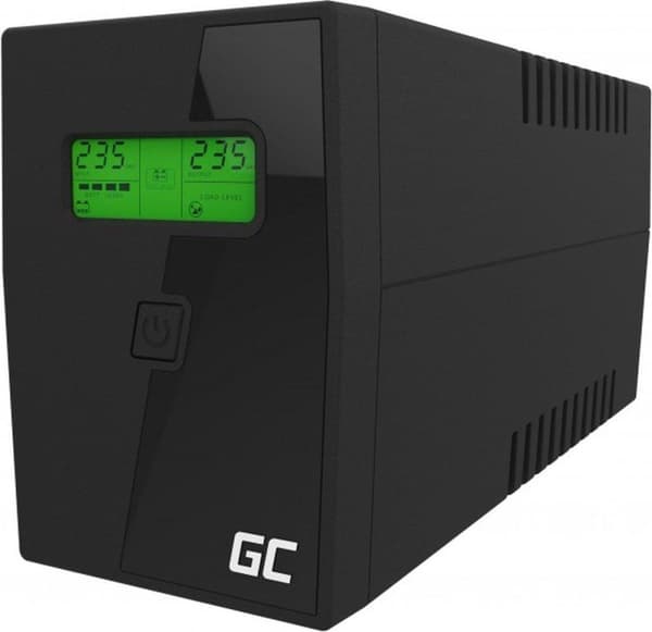 Green Cell UPS01LCD uninterruptible power supply (UPS) Line-Interactive 0,6 kVA 360 W 2 AC stikkontakt(er) Sort