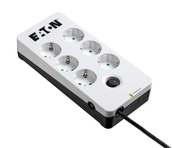 Eaton Protection Box 6 DIN - pistorasialista ylijännitesuojalla (6-suuntainen Schuko-liitin, kytkettävä) - valkoinen (PB6D)