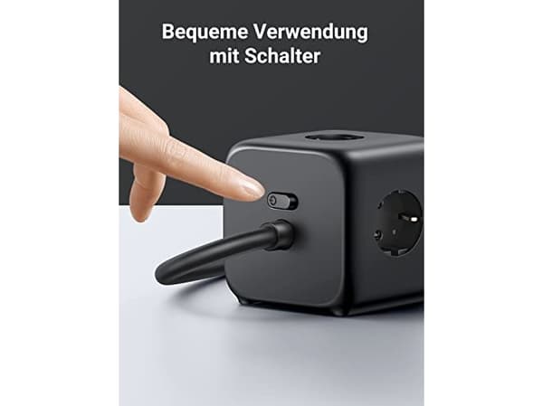 Ugreen DigiNest Pro, 1 AC-utgångar, Typ C, 1,8 m, Grå, Svart, 3680 W