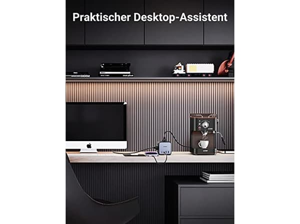 Ugreen DigiNest Pro, 1 AC-utgångar, Typ C, 1,8 m, Grå, Svart, 3680 W