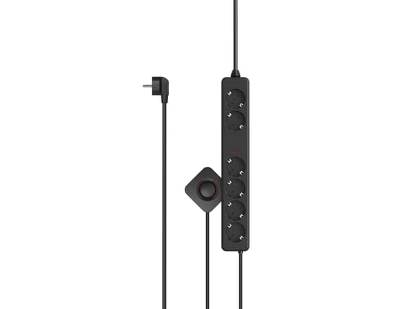Hama 00223142, 6 AC-utganger, 3 m, Koblet med ledninger (ikke trådløs), Sort