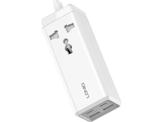 LDNIO Virtapistoke, jossa 1 pistorasia, 2x USB, 2x USB-C LDNIO SC1418, EU/US, 2500W (valkoinen)