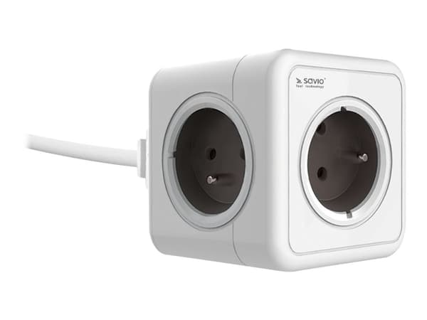SAVIO PC-02 - Flerkoplingslist - powercube - AC 230 V - 3680 watt - utgangskontakter: 5 (5 x power 2-pole) - 1.5 m kabel - hvit