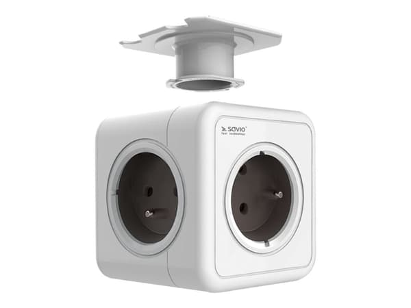 SAVIO PC-02 - Flerkoplingslist - powercube - AC 230 V - 3680 watt - utgangskontakter: 5 (5 x power 2-pole) - 1.5 m kabel - hvit