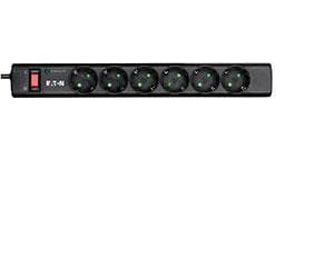 Eaton Protection Strip 6 DIN - pistorasialista ylijännitesuojalla (6-suuntainen Schuko-liitin, kytkettävä) - musta (PS6D)