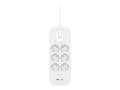 Miniatyrbilde 5 av 5: Belkin Connect - Overspenningsavleder - med USB-C- og USB-A-porter - utgangskontakter: 6 - 2 m kabel