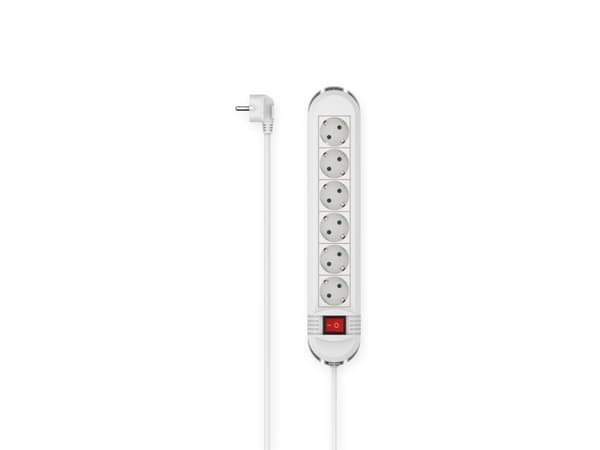 Hama 00223036, 6 AC-utganger, 3 m, Koblet med ledninger (ikke trådløs), Hvit