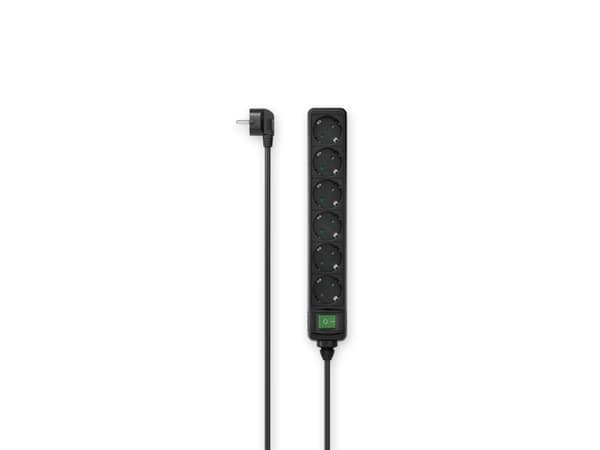 Hama 00223011, 6 AC-utganger, 3 m, Koblet med ledninger (ikke trådløs), Sort
