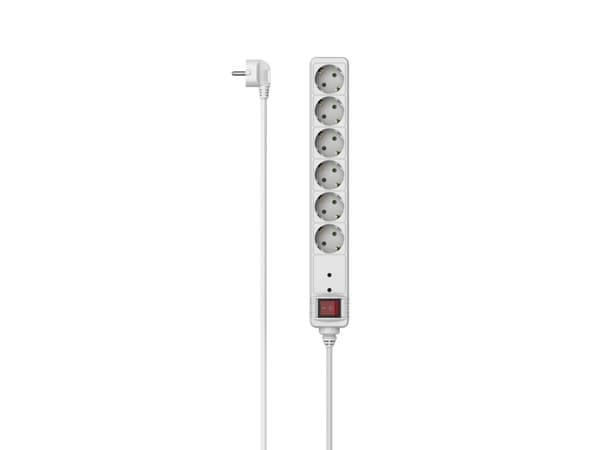 Hama 00223152, 6 AC-utganger, 1,4 m, Koblet med ledninger (ikke trådløs), Hvit, 3680 W, 250 V