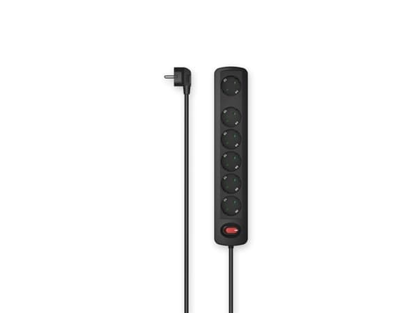 Hama 00223058, 6 AC-utganger, 1,5 m, Koblet med ledninger (ikke trådløs), Sort