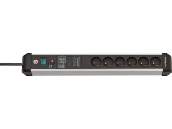 Brennenstuhl Premium-Protect-Line överspänningsskydd grenuttag 6 uttag 3 m svart/silver (1391014600)