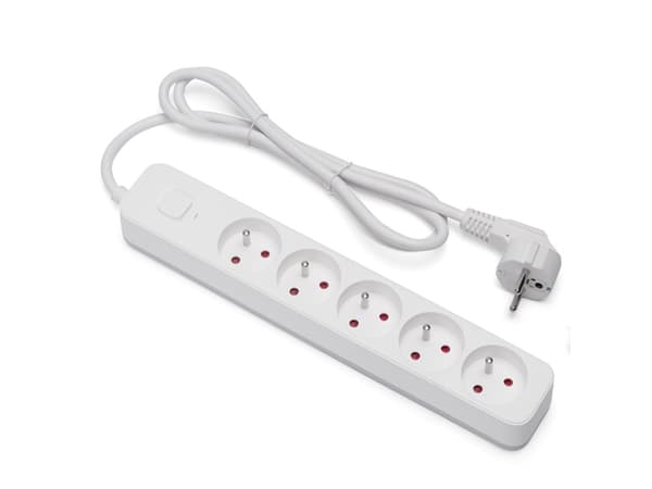 Savio Power strip 5 sockets 5m white LZ-10, 5 AC-utganger, Type C, 5 m, Koblet med ledninger (ikke trådløs), Hvit, Hvit