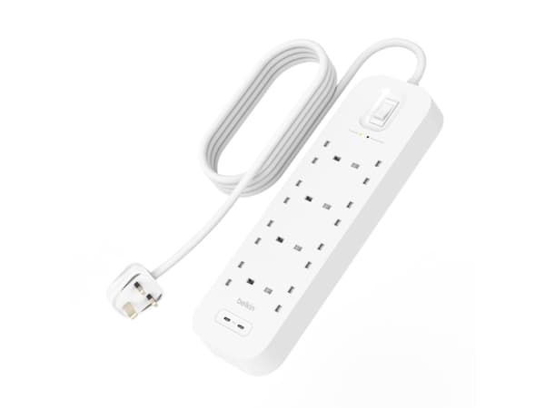 Belkin Connect - Overspenningsavleder - med 2 USB-C-porter - utgangskontakter: 4 - 2 m kabel