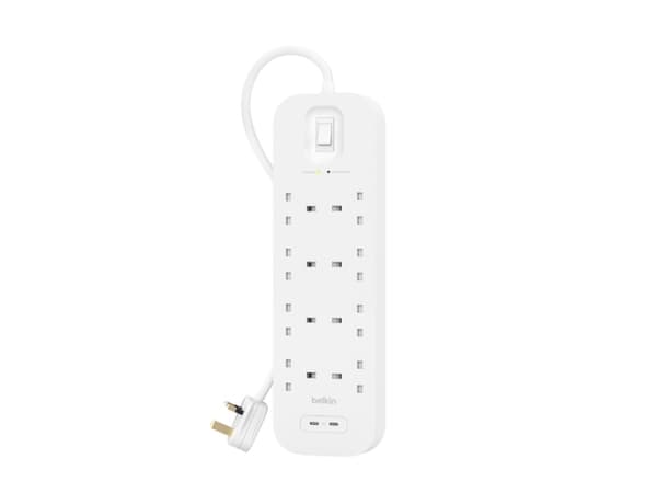 Belkin Connect - Overspenningsavleder - med 2 USB-C-porter - utgangskontakter: 4 - 2 m kabel