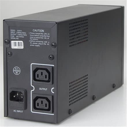 Gembird UPS-PC-652A uninterruptible power supply (UPS) Line-Interactive 0.65 kVA 390 W 3 AC outlet(s) Sort
