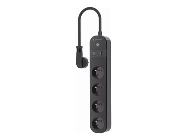 Gembird TSL-PS-F4U-01 - Strømfordelerenhet - AC 220-240 V - 3680 watt - Wi-Fi - inngang: power CEE 7/7 - utgangskontakter: 4 (CEE 7/5, 2 x USB, 24 pi