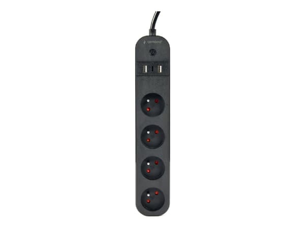 Gembird TSL-PS-F4U-01 - Strømfordelerenhet - AC 220-240 V - 3680 watt - Wi-Fi - inngang: power CEE 7/7 - utgangskontakter: 4 (CEE 7/5, 2 x USB, 24 pi