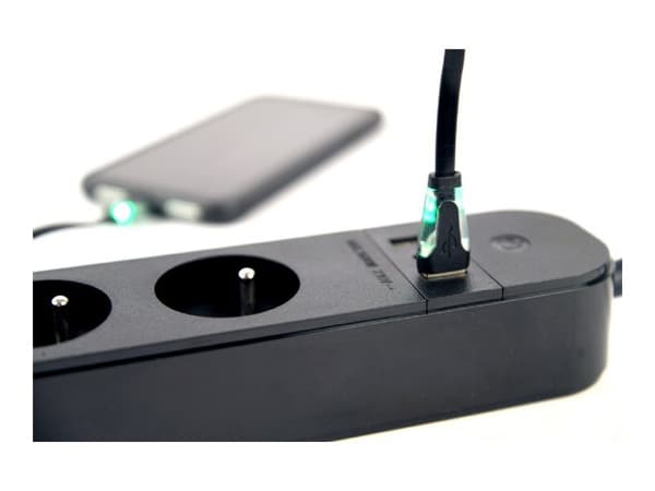 Gembird TSL-PS-F4U-01 - Strømfordelerenhet - AC 220-240 V - 3680 watt - Wi-Fi - inngang: power CEE 7/7 - utgangskontakter: 4 (CEE 7/5, 2 x USB, 24 pi