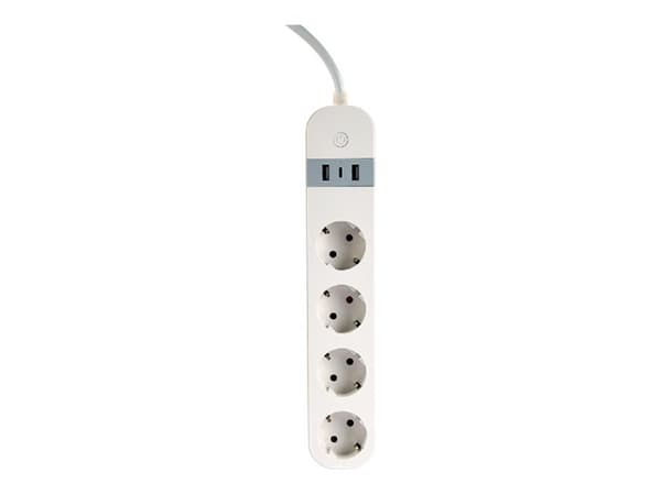 Gembird TSL-PS-S4U-01-W, 4 AC outlet(s), Type E, 1.5 m, White, White, 3880 W
