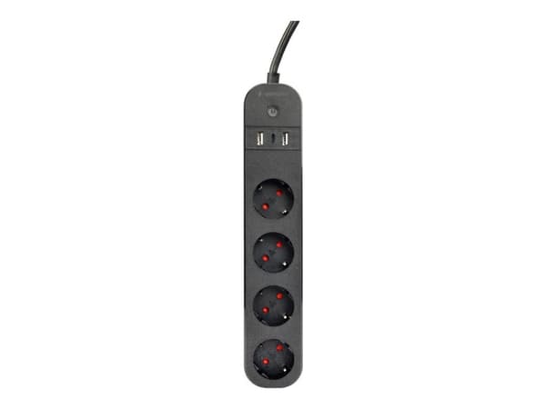 Gembird TSL-PS-S4U-01 - Smart strømstripe - AC 230 V - 3680 watt - Wi-Fi - inngang: type F - utgangskontakter: 4 (type F, 2 x USB, 24 pin USB-C) - 1.