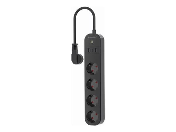 Gembird TSL-PS-S4U-01 - Smart strømstripe - AC 230 V - 3680 watt - Wi-Fi - inngang: type F - utgangskontakter: 4 (type F, 2 x USB, 24 pin USB-C) - 1.