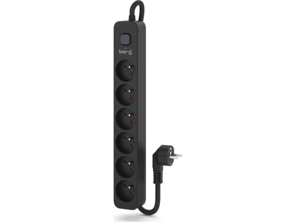 Kerg enhet grenuttak forsyning-beskytte KERG med bryter-6 stikkontakter-svart-5m-16A-H05VV-F-3x1,5mm2