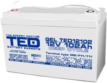 Lead Battery gel for solar systems TED ELECTRIC 12V/102Ah -330 /173/220mm F12/M8