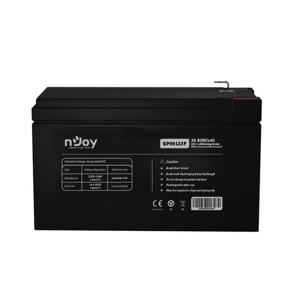 nJoy |BTVACIUOCTO2FCW01B | GP09122F | Baterie UPS  | 12 V | 9 A | Borne  F2 | 29,82 W | 151 x 65 x 100 mm "BTVACIUOCTO2FCW01B" (timbru verde 0.5 lei)