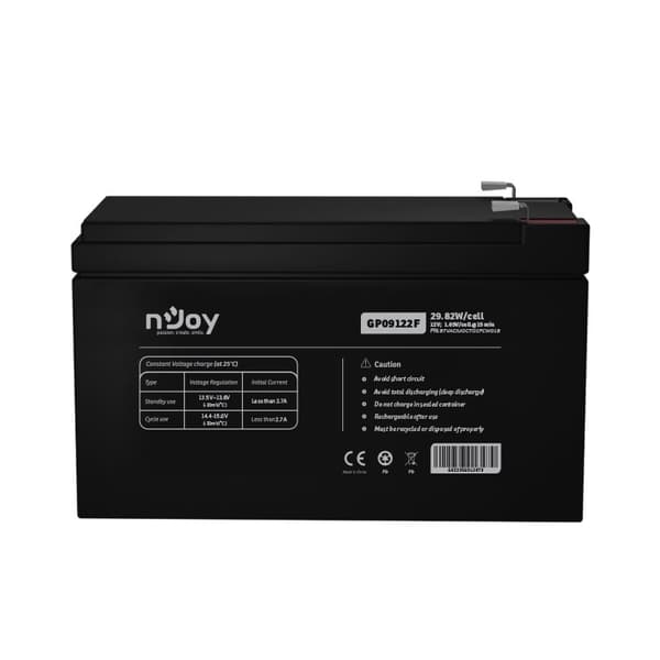 nJoy |BTVACIUOCTO2FCW01B | GP09122F | Baterie UPS  | 12 V | 9 A | Borne  F2 | 29,82 W | 151 x 65 x 100 mm "BTVACIUOCTO2FCW01B" (timbru verde 0.5 lei)