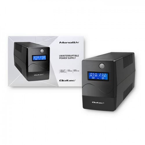 Qoltec Monolith -keskeytymätön virtalähde (UPS) Kaksoismuunnos (online) 0,85 kVA 480 W 2 AC-pistorasiaa