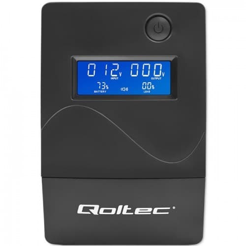 Qoltec Monolith -keskeytymätön virtalähde (UPS) Kaksoismuunnos (online) 0,85 kVA 480 W 2 AC-pistorasiaa