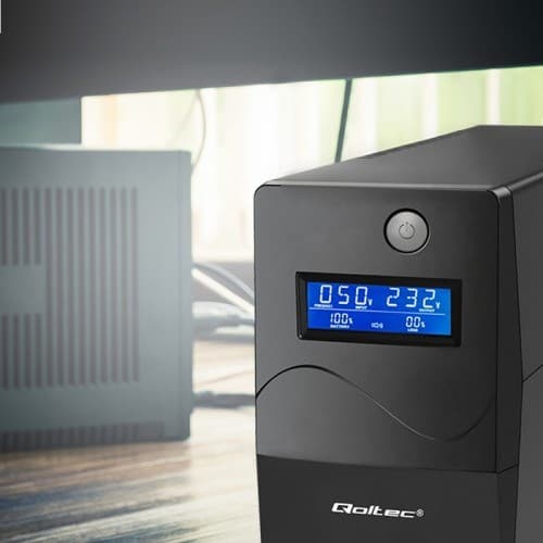 Qoltec Monolith -keskeytymätön virtalähde (UPS) Kaksoismuunnos (online) 0,85 kVA 480 W 2 AC-pistorasiaa