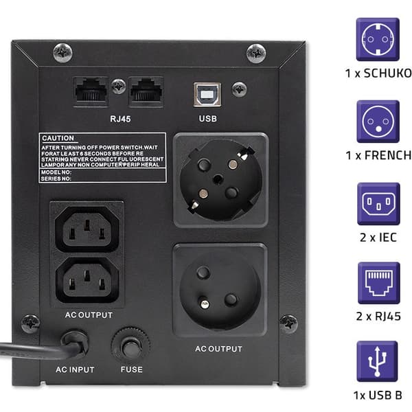 Qoltec 53777 Uafbrydelig strømforsyningslinje Interaktiv | Monolith | 2000VA | 1200W