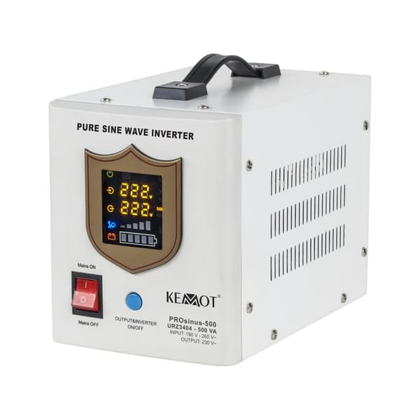 Afbrydelsesfri strømforsyning KEMOT PROsinus-500 konverter med ren sinusbølge og ladefunktion 12V 230V 500VA/300W