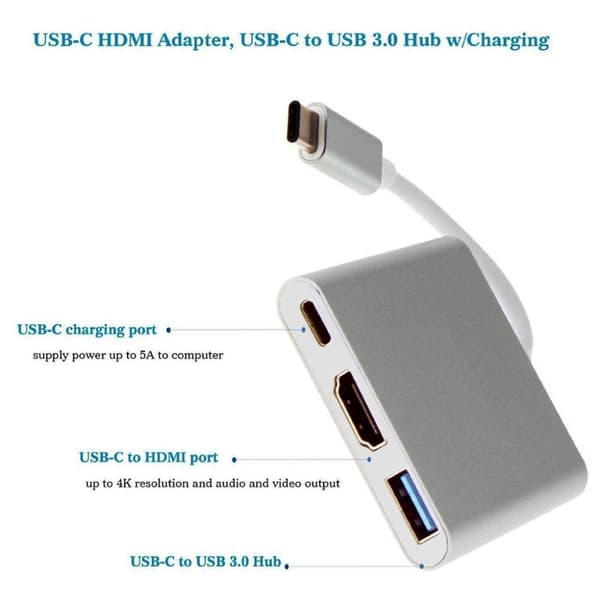 INF USB-C Multiport-adapter til USB, USB-C (USB PD), 4K HDMI-kompatibel
