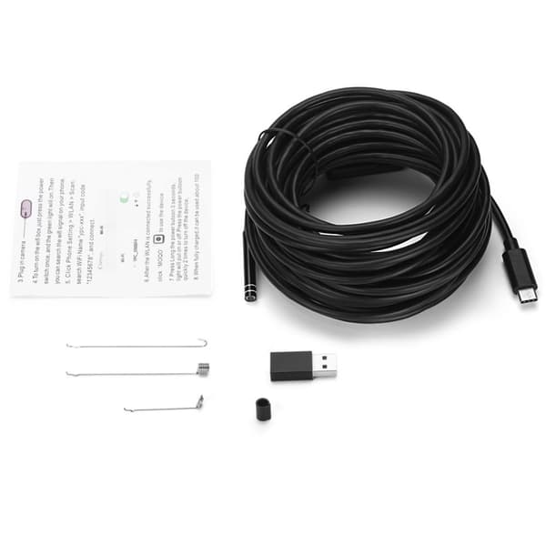 USB Type-C-tarkastuskamera 7 mm:n kennolla ja 10 metrin kaapelilla - IP67, 8 LED, Android/PC