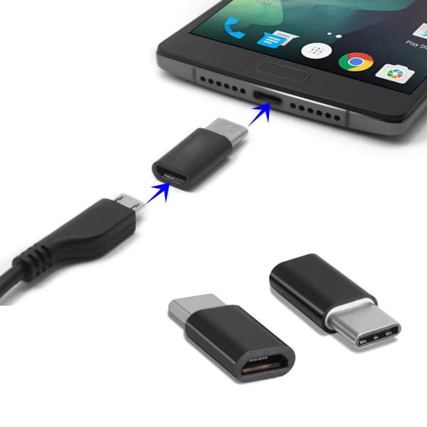 Adapterkontakt micro-USB (hona) till USB-C (hane)
