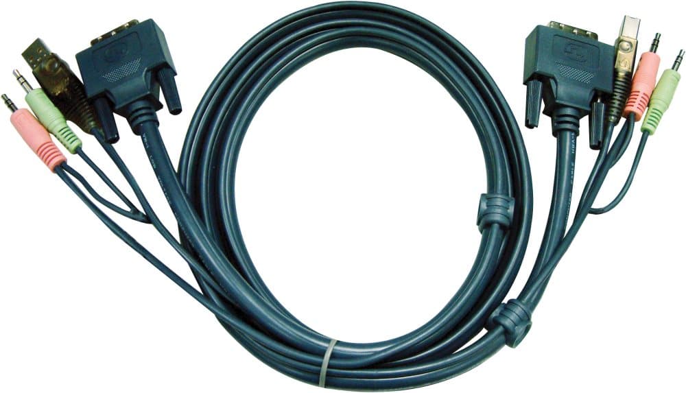 ATEN, KVM-kabel, DVI-D/2x3,5mm/USB A til DVI-D/2x3,5mm/USB B, han - ha