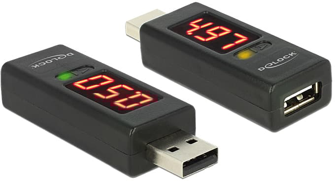 DeLOCK adapter - Ampere- og voltmåler til USB-enheder, Type A han - T