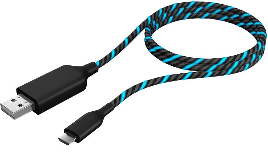 USB 2.0 Type-A to Micro-B, 1m, electroluminescent, Black/Blue