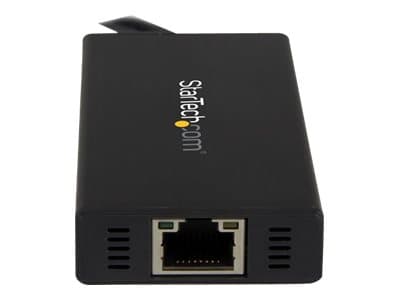 StarTech.com Bärbar USB 3.0-hubb med 3 portar plus Gigabit Ethernet - aluminium med inbyggd kabel