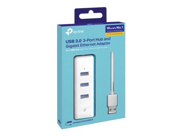 TP-Link UE330, Langallinen, USB 3.2 Gen 1 (3.1 Gen 1) Type-A, 10,100,1000 Mbit/s, Valkoinen, RJ-45, USB 3.2 Gen 1 (3.1 Gen 1) Type-A, USB