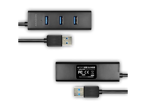 Axagon HUE-S2B, USB 3.2 Gen 1 (3.1 Gen 1) Type-A, USB 3.2 Gen 1 (3.1 Gen 1) Type-A, 5000 Mbit/s, Svart, Plast, 0,3 m