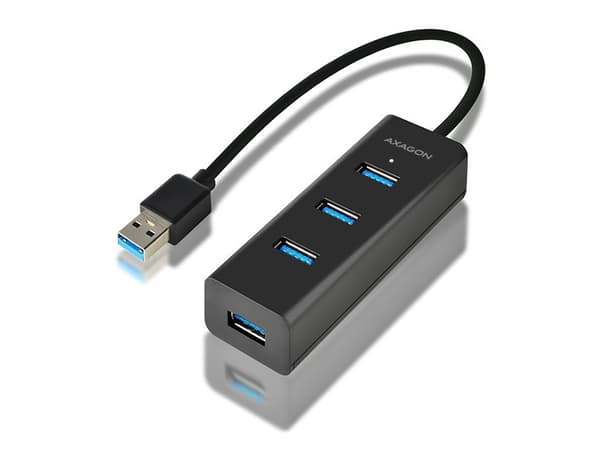 Axagon HUE-S2B, USB 3.2 Gen 1 (3.1 Gen 1) Type-A, USB 3.2 Gen 1 (3.1 Gen 1) Type-A, 5000 Mbit/s, Svart, Plast, 0,3 m